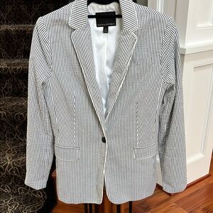 Banana Republic charcoal gray/White pin Striped Women's Blazer, 97% cotton,lined